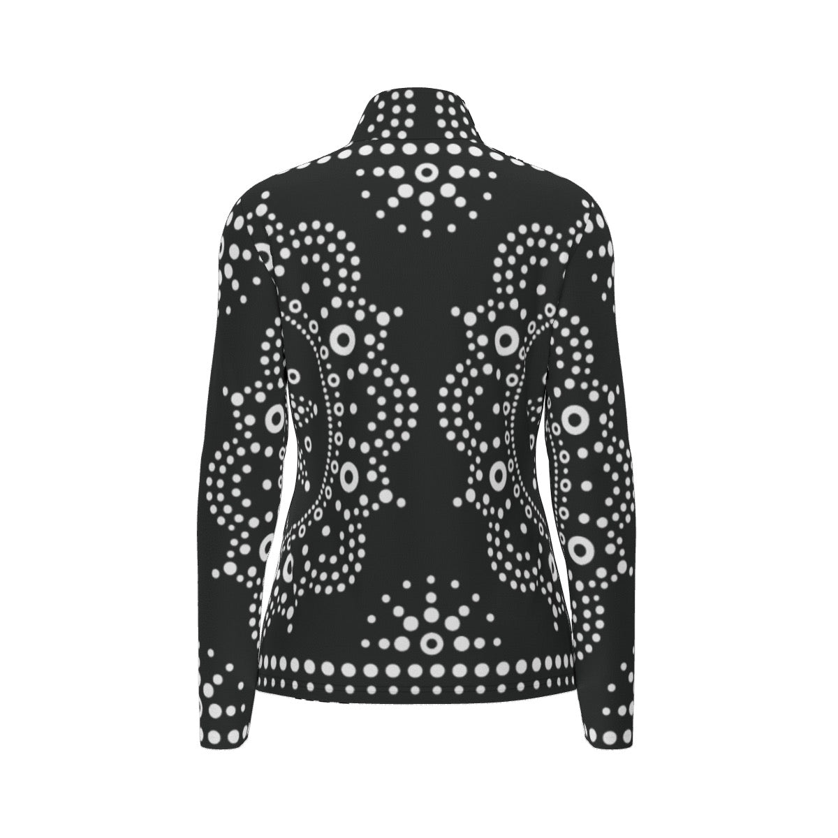 All-Over Print Women's Sports Collar Jersey With Long Sleeve
