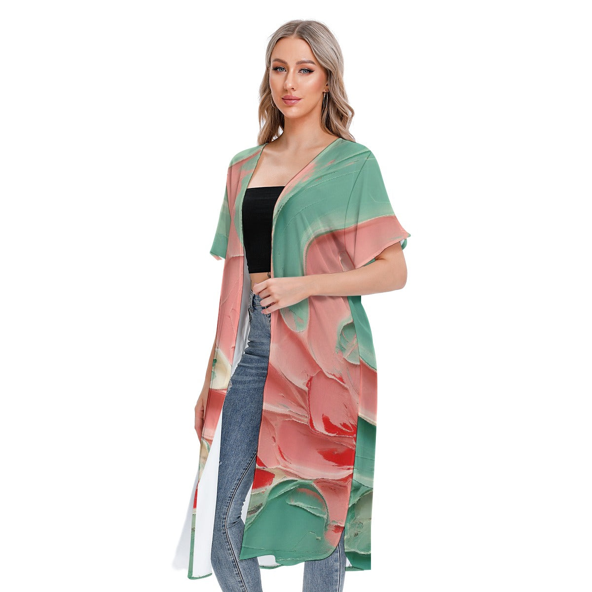 All-Over Print Women's Short Sleeve Cardigan