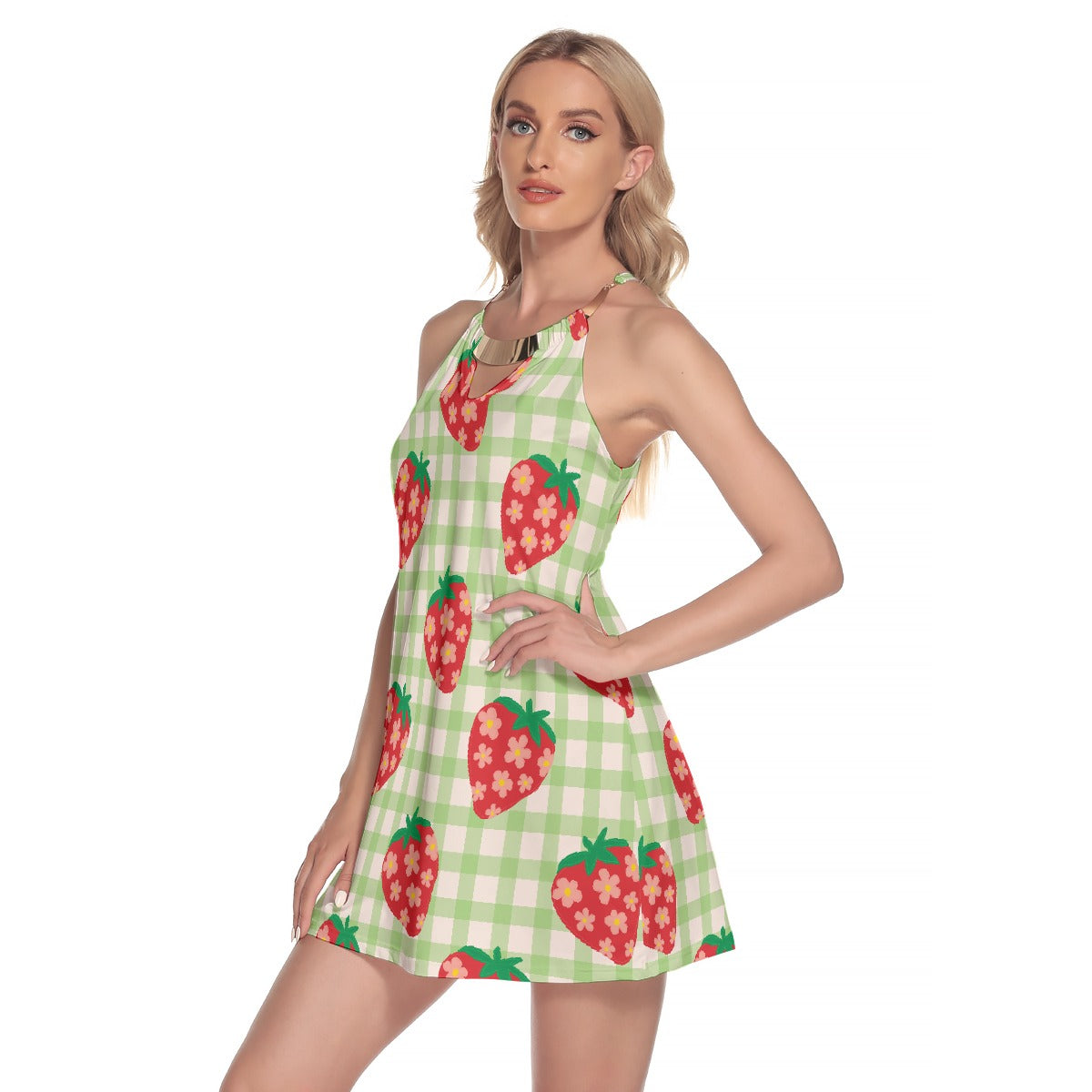 All-Over Print Women's Round Neck Above Knee Dress
