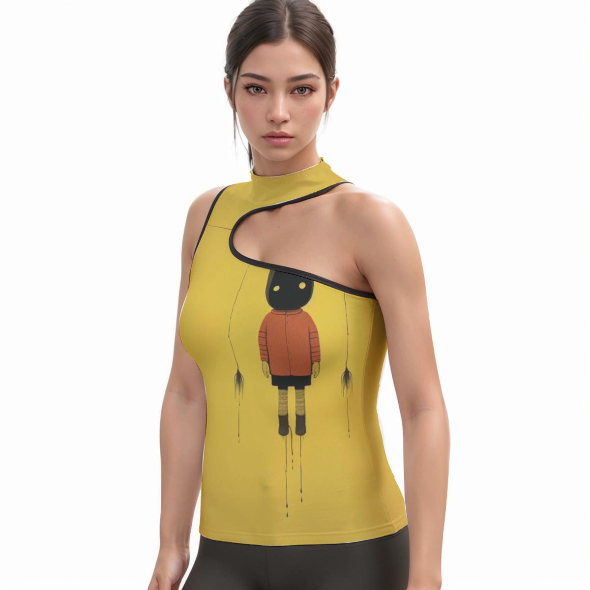 All-Over Print Women's Halter Sleeveless Asymmetrical Tank Top