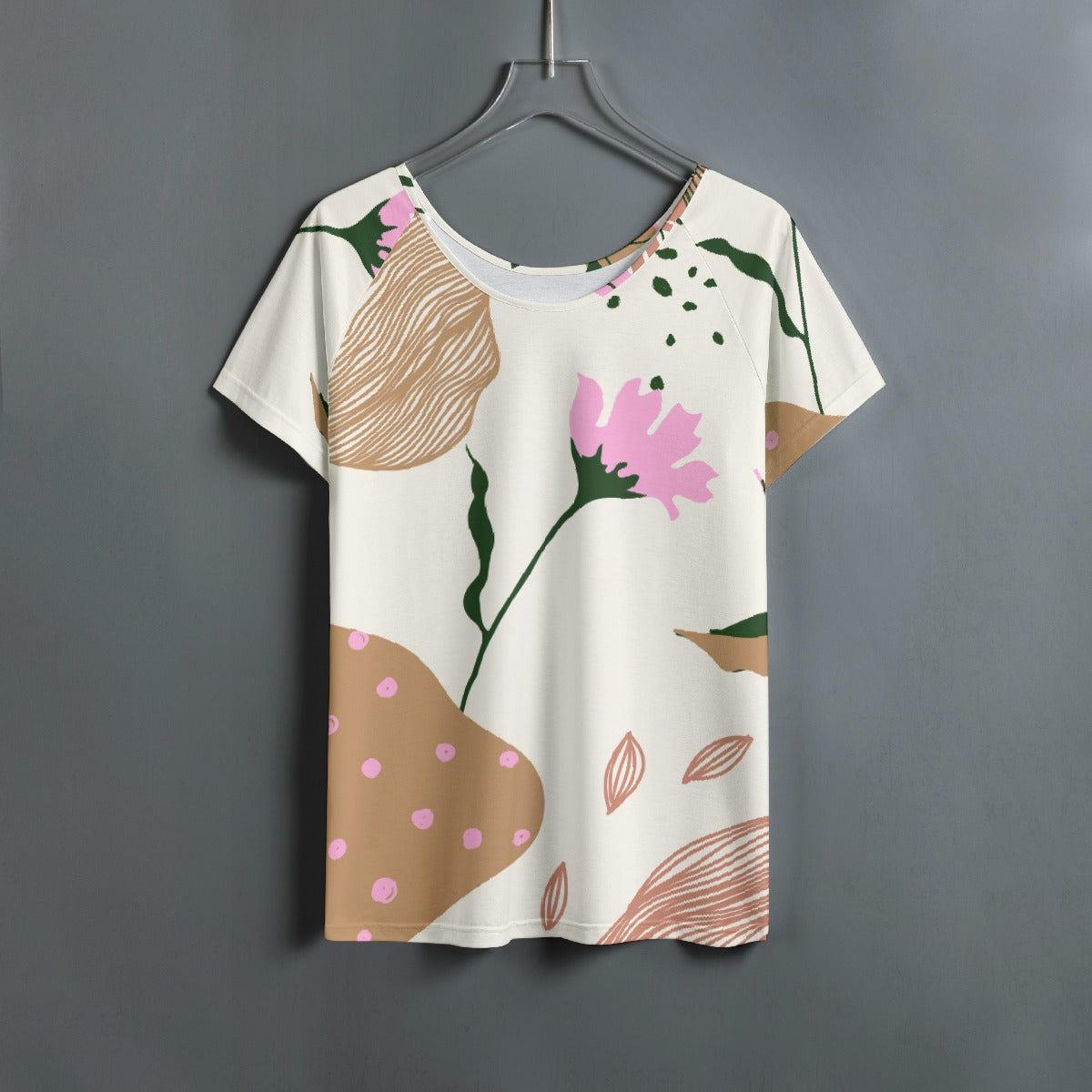 All-Over Print Women's Round Neck T-shirt With Raglan Sleeve
