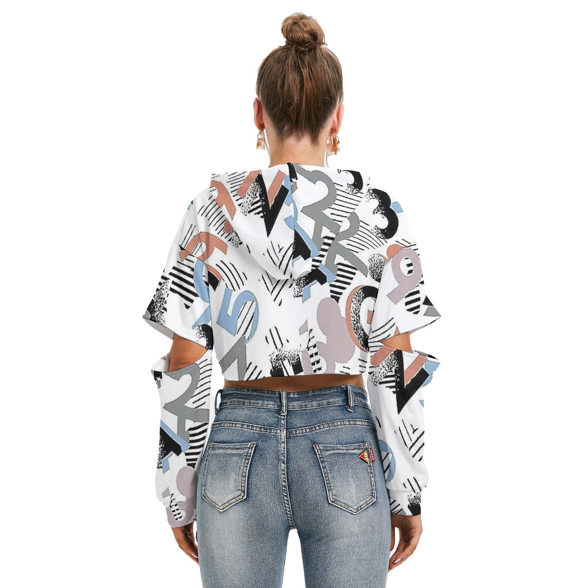 All-Over Print Women's Heavy Fleece Hoodie With Hollow Out Sleeve