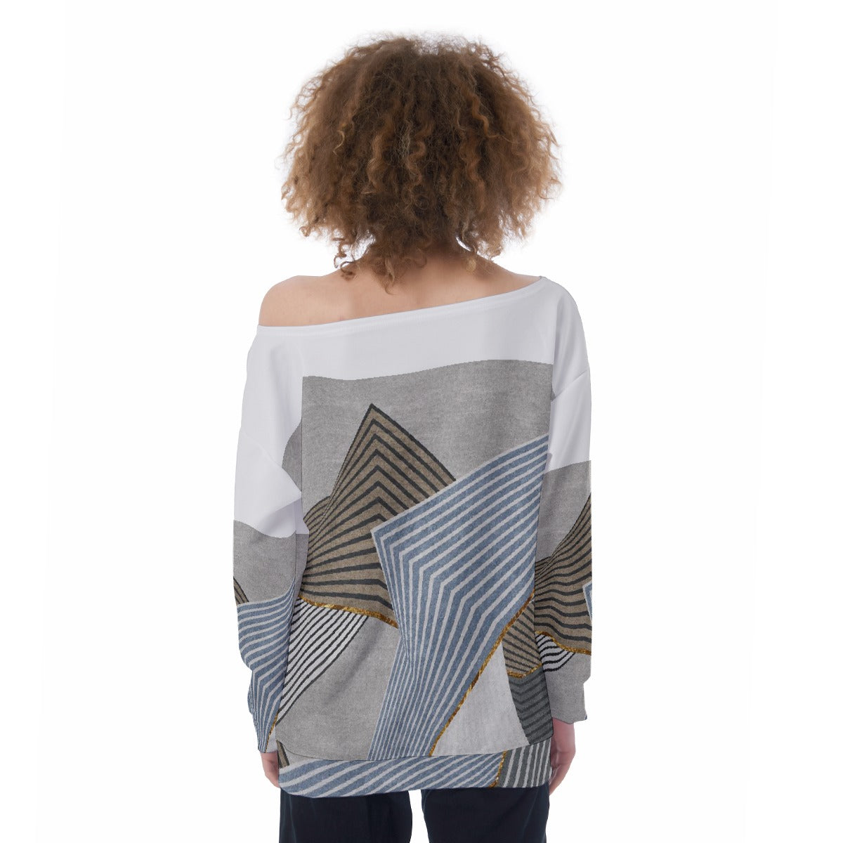 All-Over Print Oversized Women's Off-Shoulder Sweatshirt