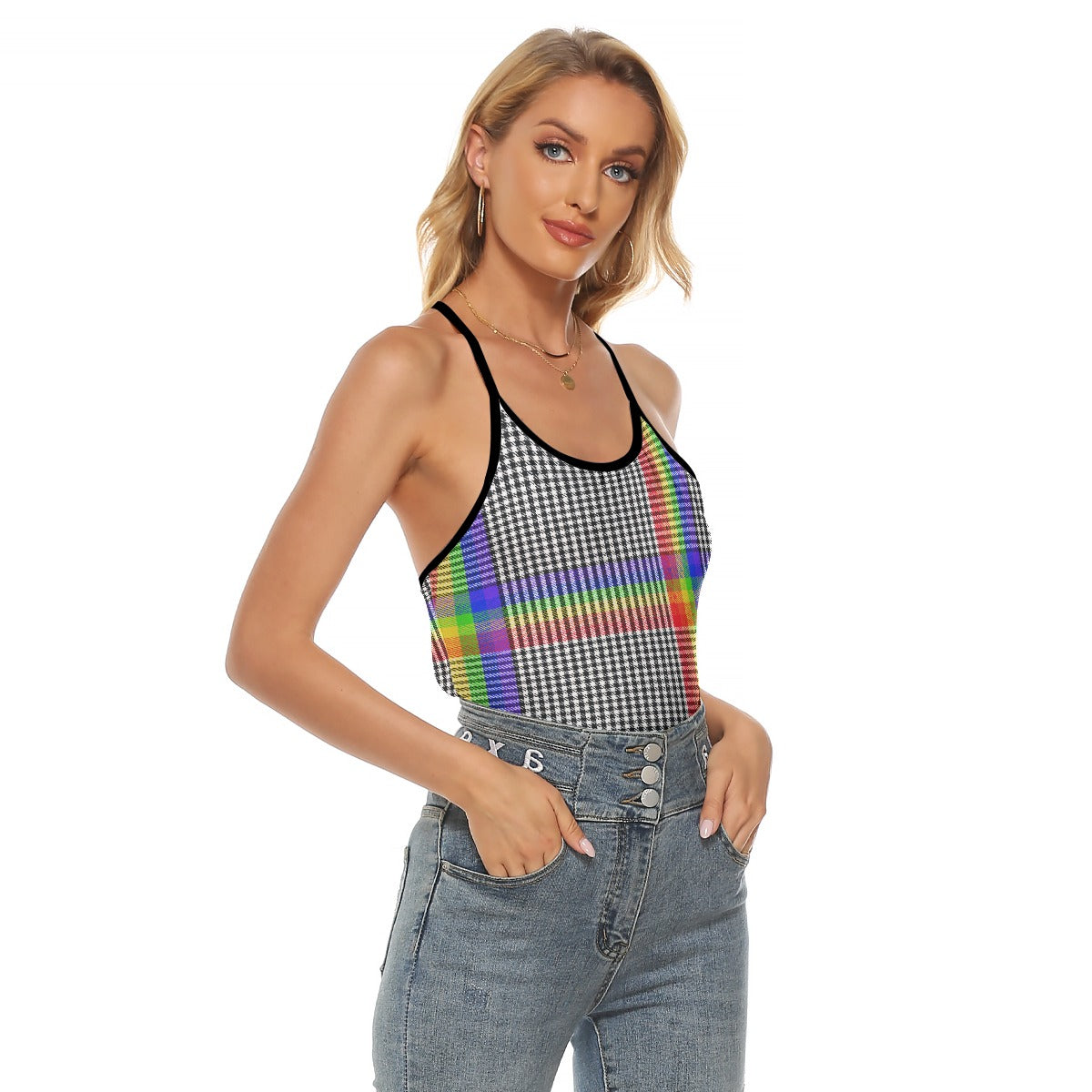 All-Over Print Women's Criss-Cross Open Back Tank Top