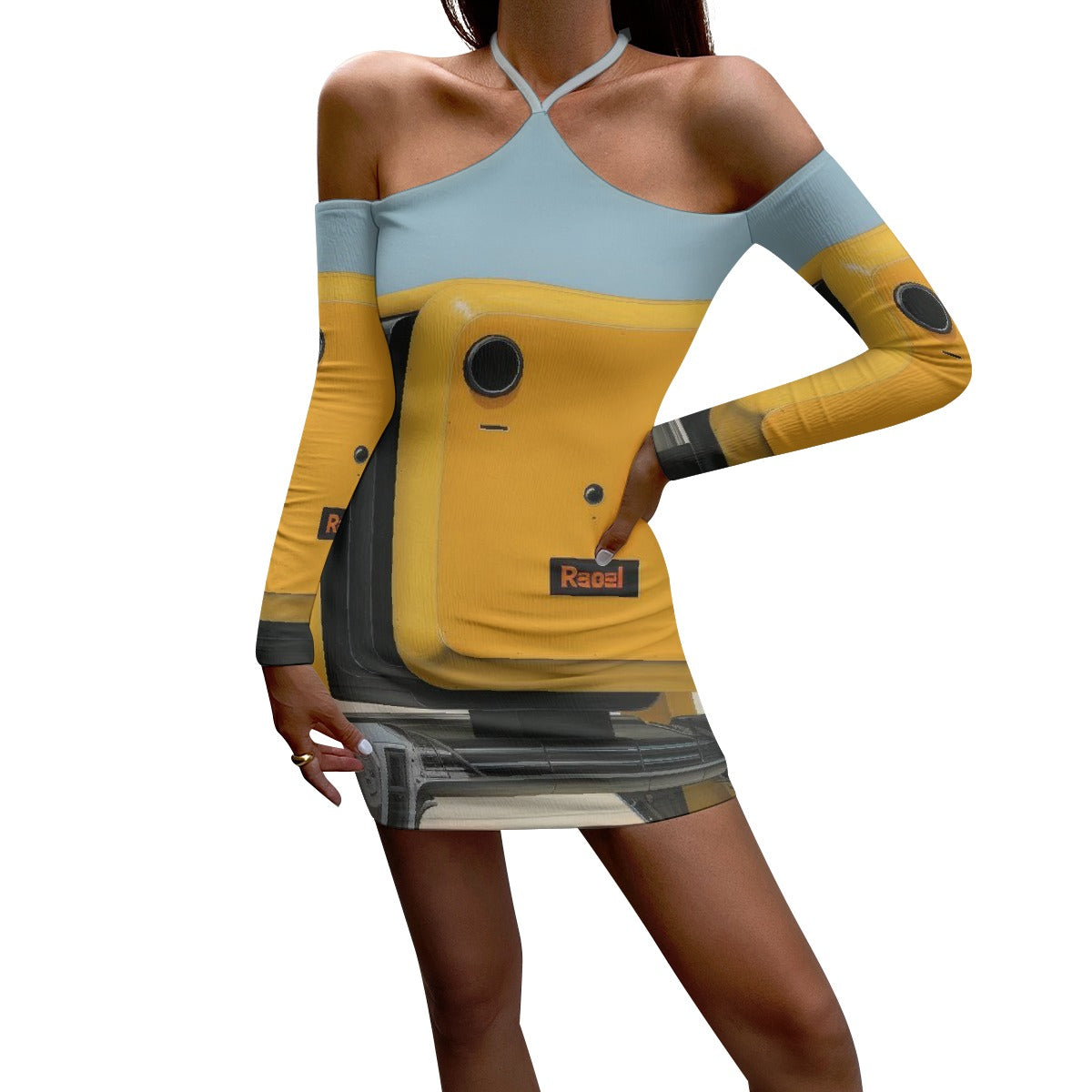 All-Over Print Women's Halter Lace-up Dress