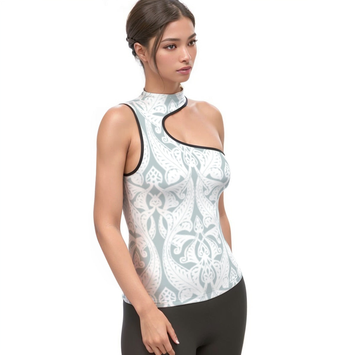 All-Over Print Women's Halter Sleeveless Asymmetrical Tank Top