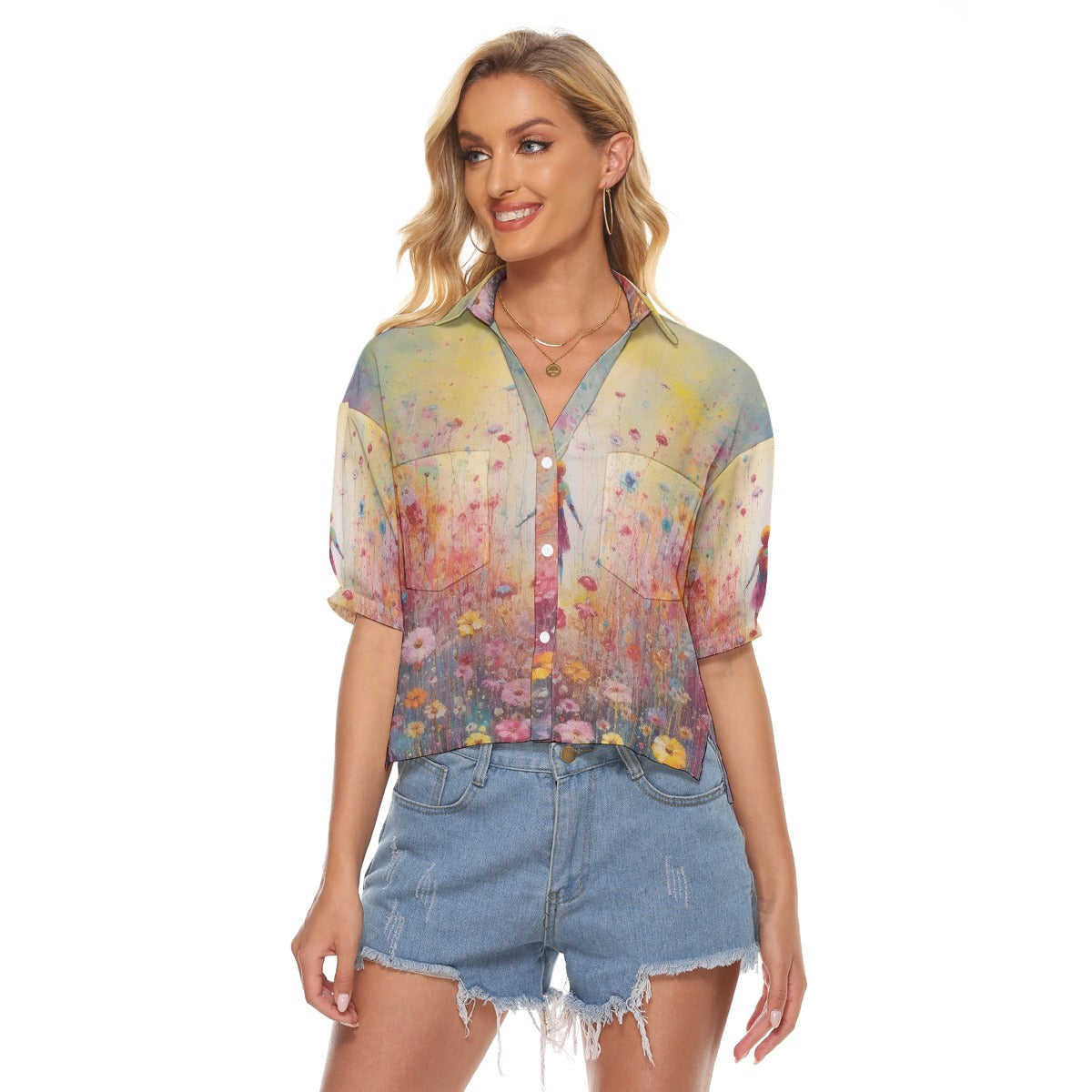 All-Over Print Women's V-neck Shirts