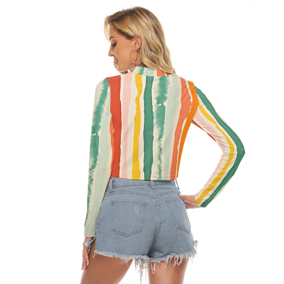 All-Over Print Women's Hollow Chest Keyhole Tight Crop Top