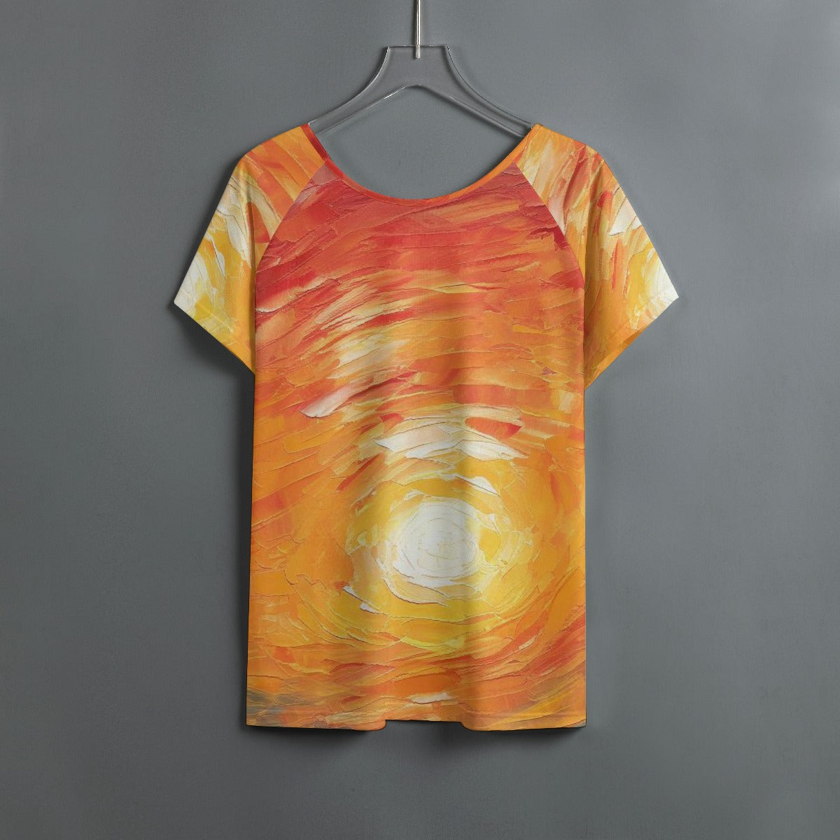 All-Over Print Women's Round Neck T-shirt With Raglan Sleeve