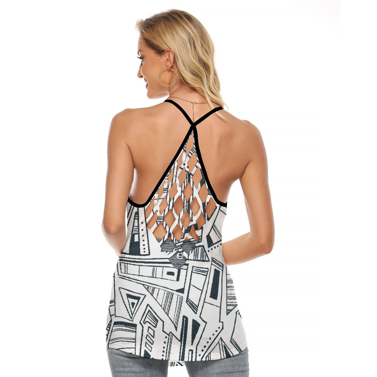 All-Over Print Women's Criss-Cross Open Back Tank Top