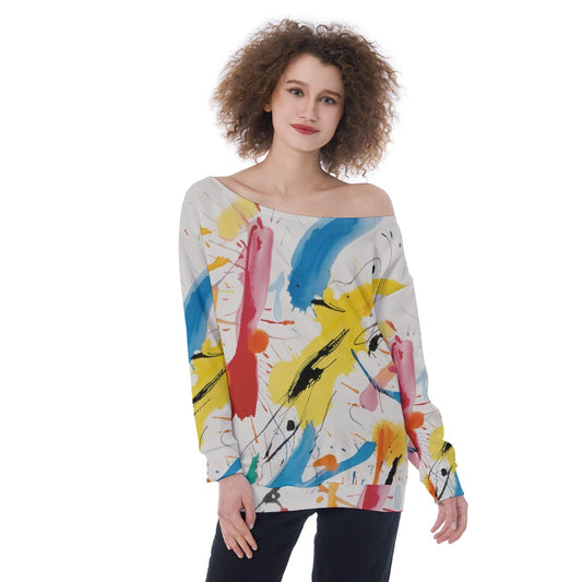 All-Over Print Oversized Women's Off-Shoulder Sweatshirt