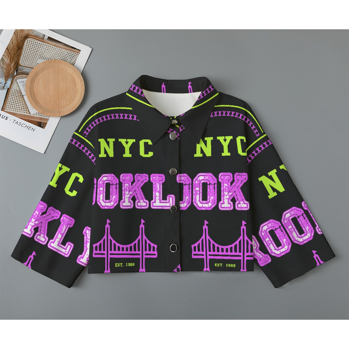 All-Over Print Women's Cropped Jacket | 245GSM Cotton