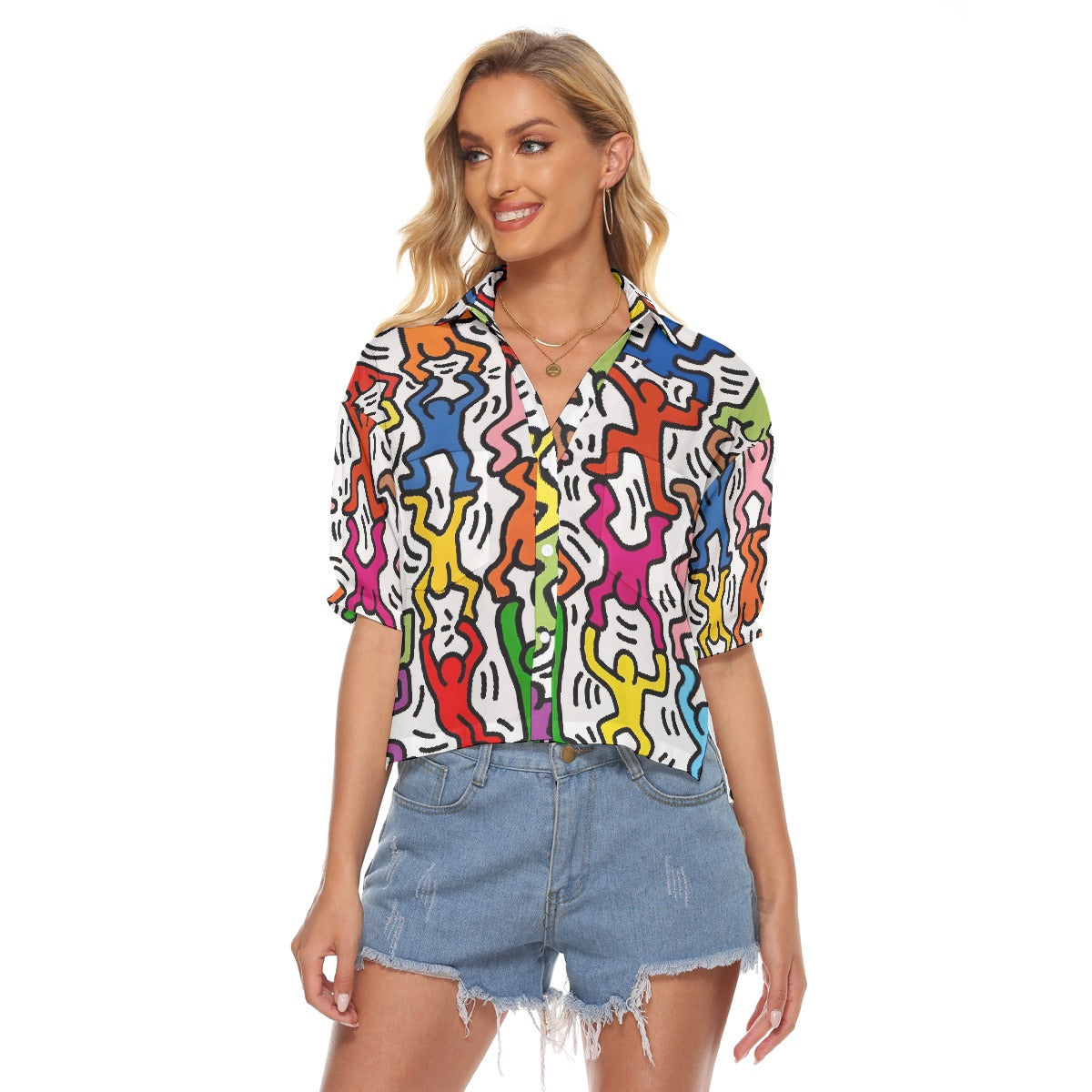 All-Over Print Women's V-neck Shirts