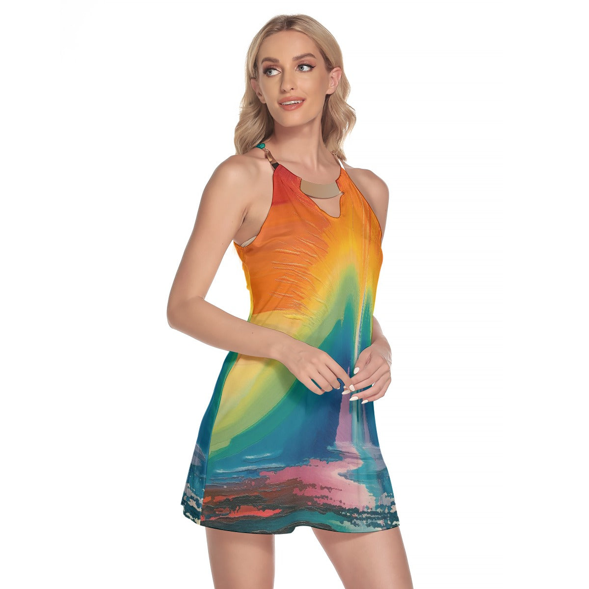 All-Over Print Women's Round Neck Above Knee Dress