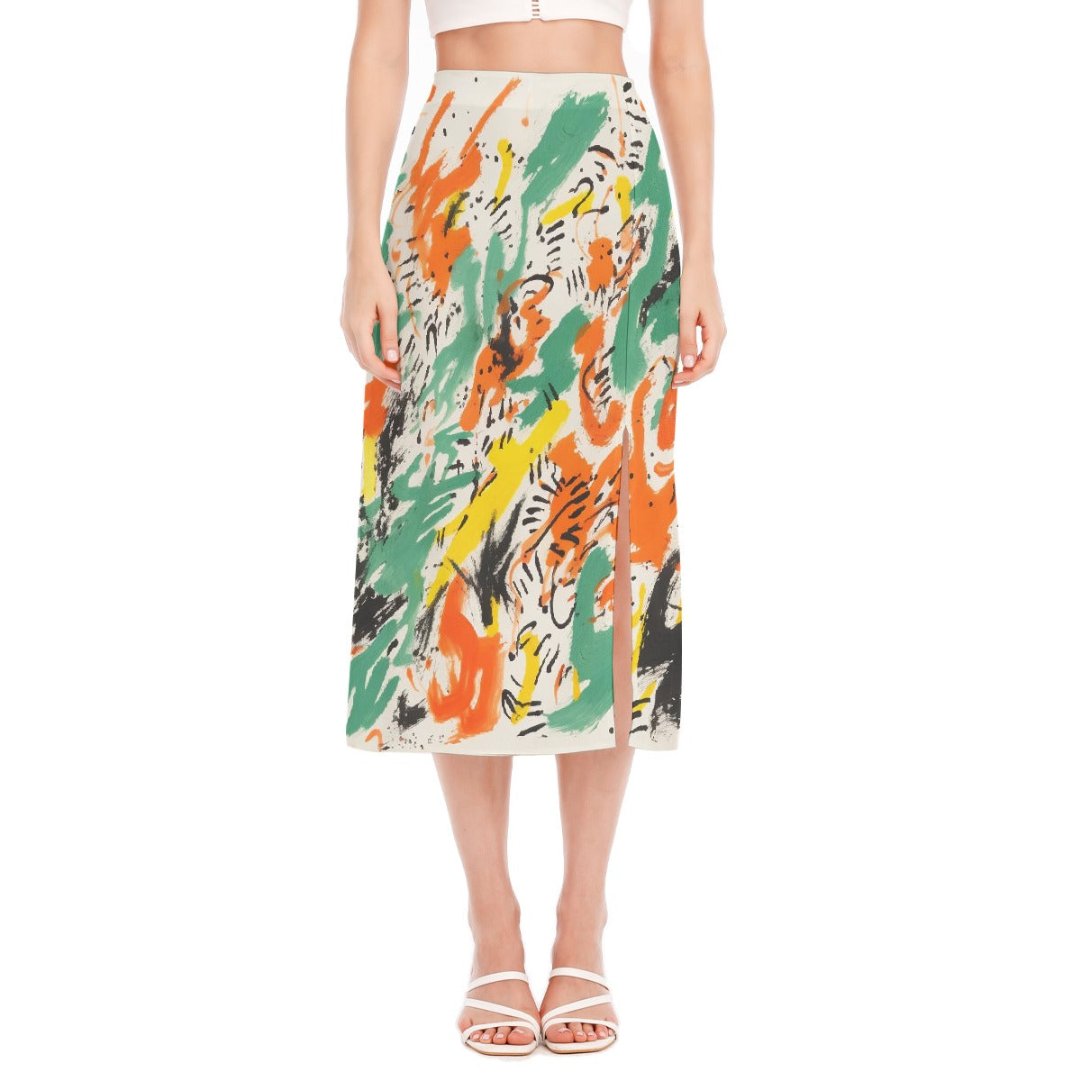 All-Over Print Women's High Slit Long Skirt