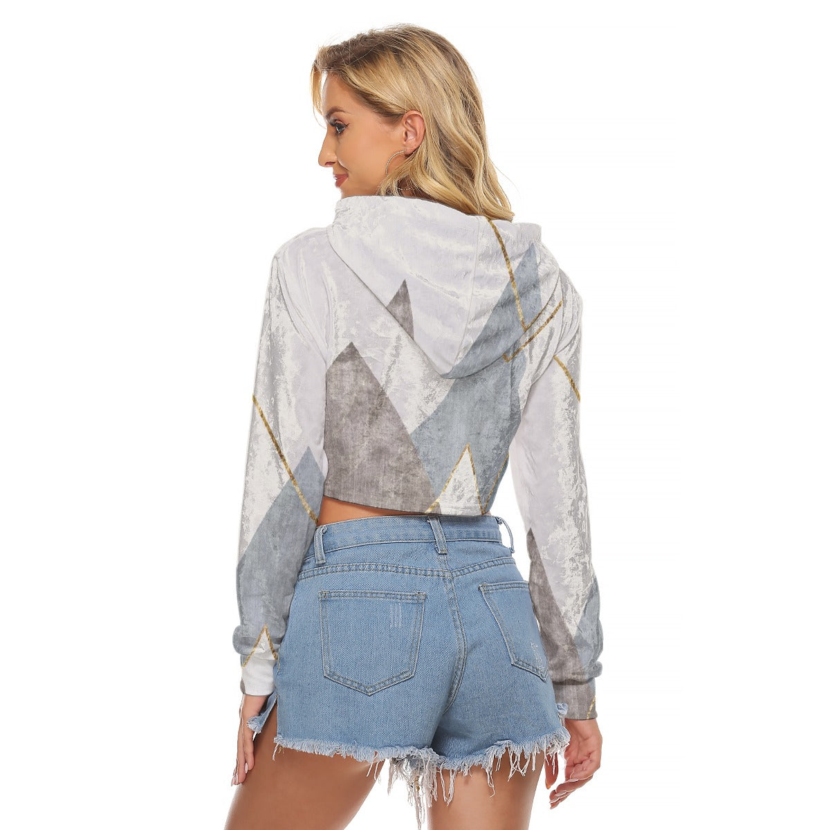 All-Over Print Women's Crop Top Hoodie|Velvet