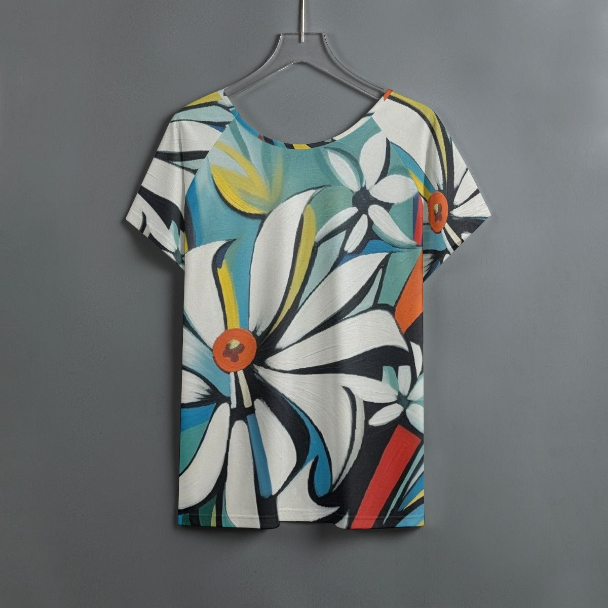 All-Over Print Women's Round Neck T-shirt With Raglan Sleeve