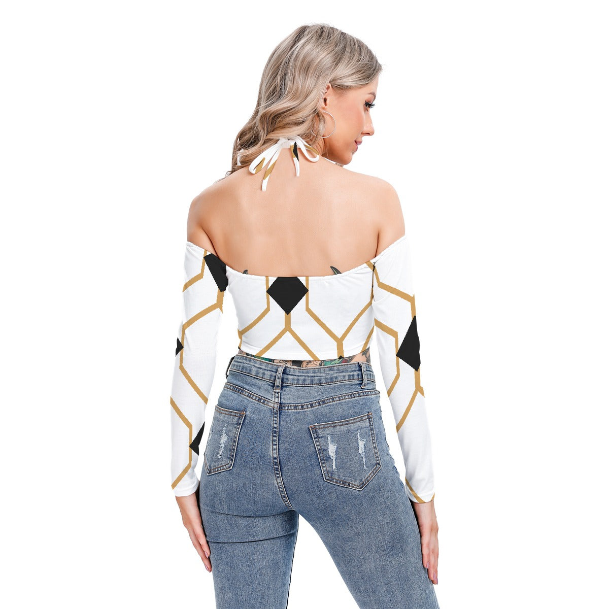 All-Over Print Women's Halter Lace-up Top