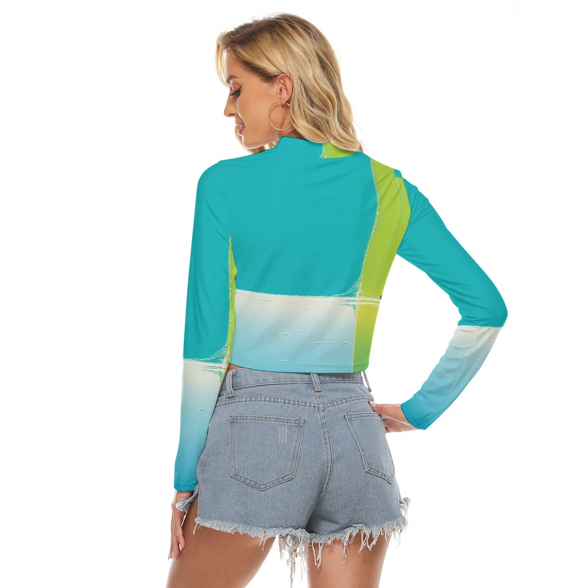 All-Over Print Women's Hollow Chest Keyhole Tight Crop Top