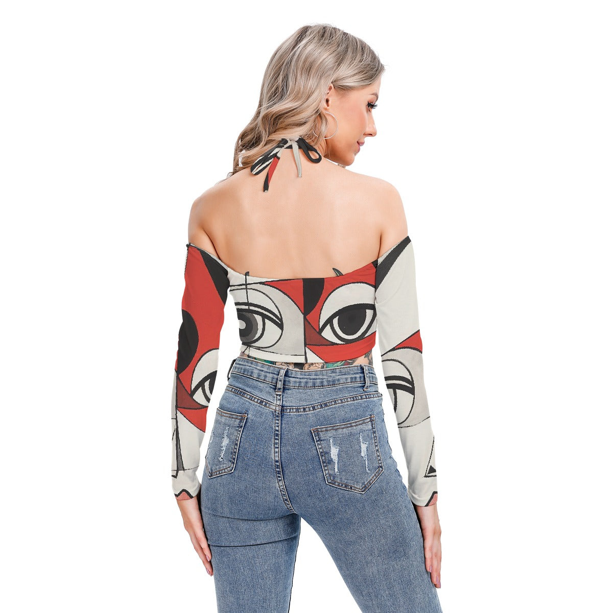 All-Over Print Women's Halter Lace-up Top