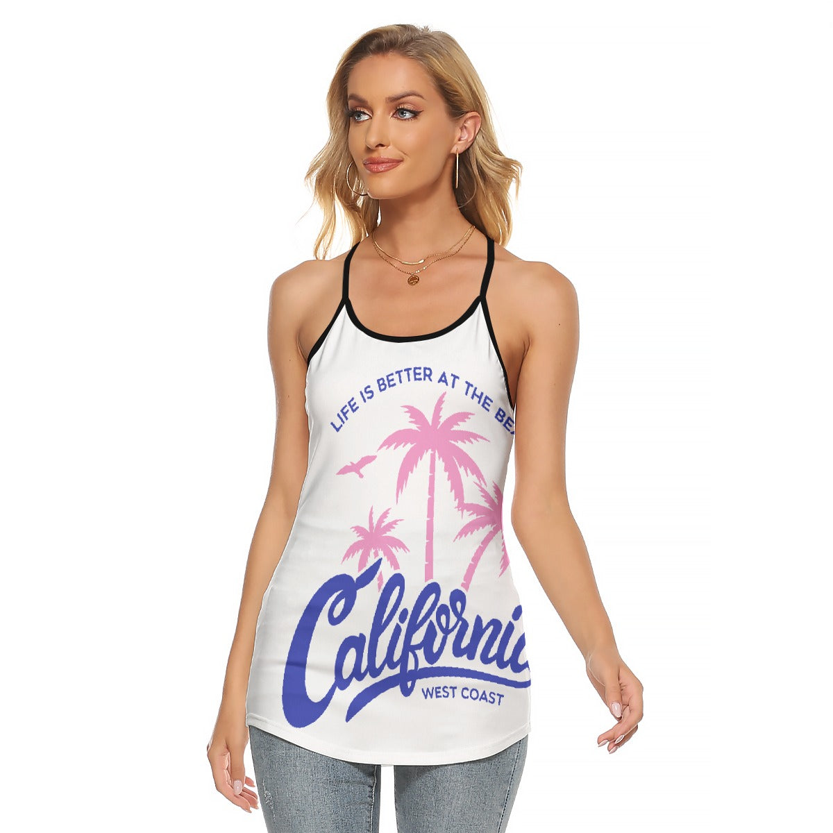 All-Over Print Women's Criss-Cross Open Back Tank Top