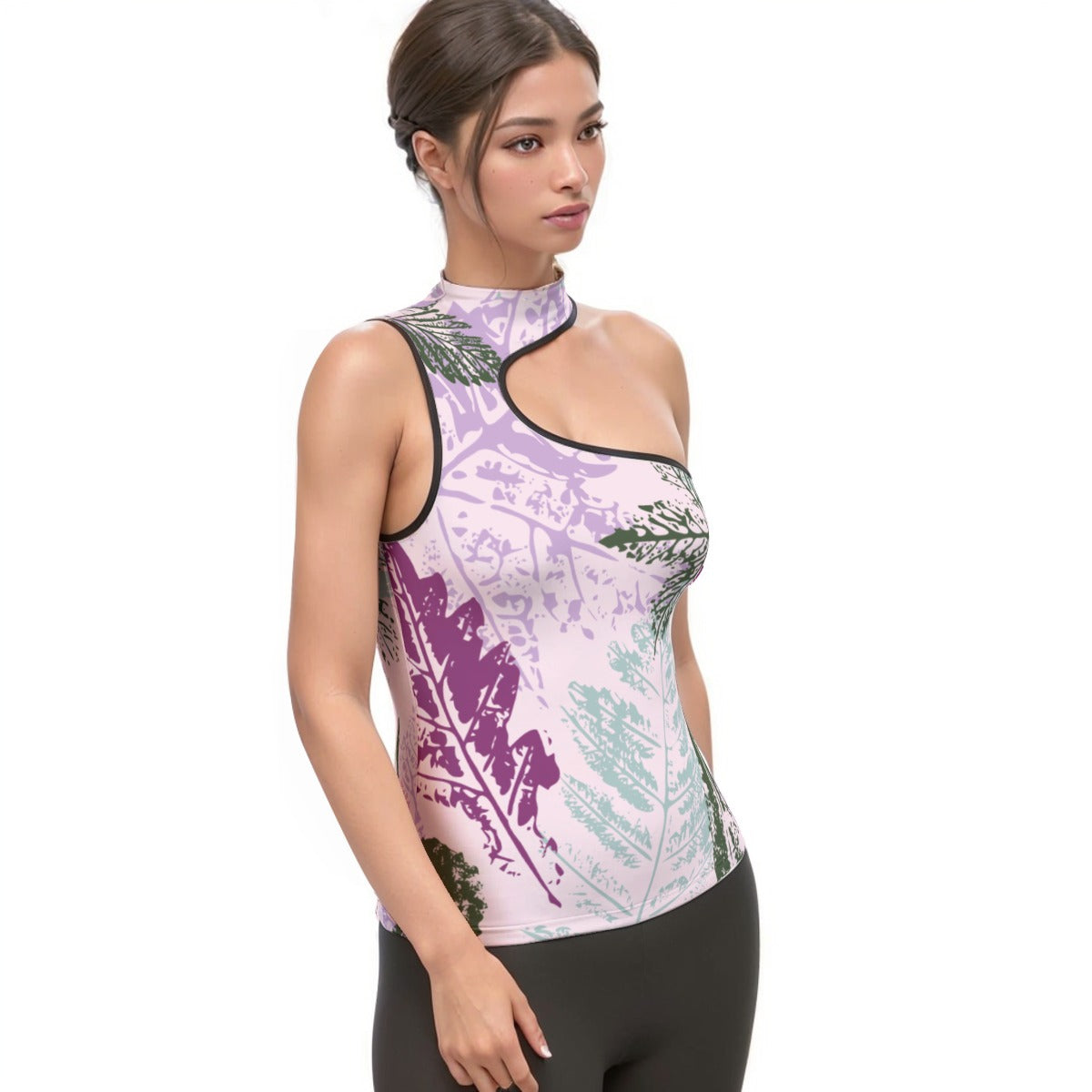 All-Over Print Women's Halter Sleeveless Asymmetrical Tank Top