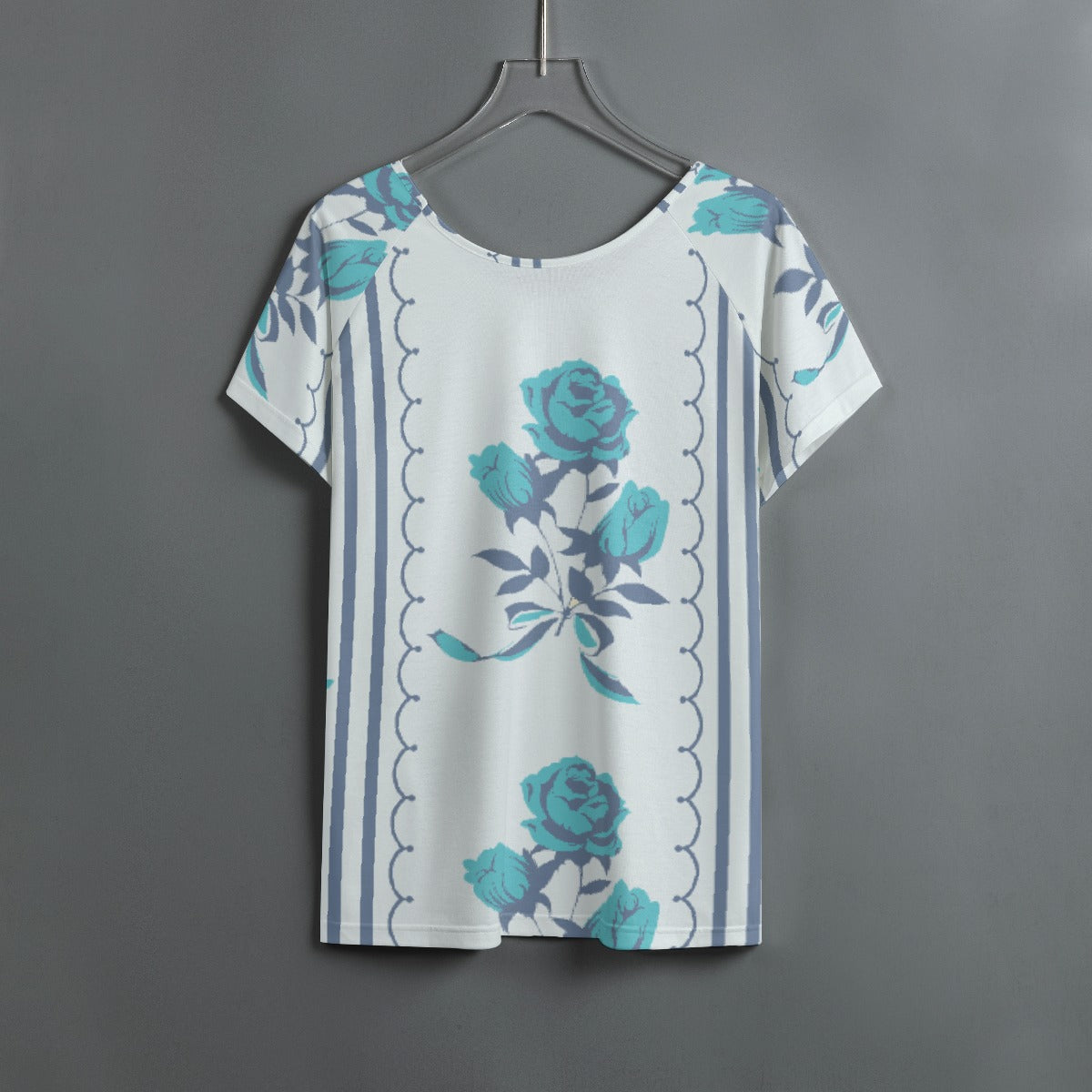 All-Over Print Women's Round Neck T-shirt With Raglan Sleeve