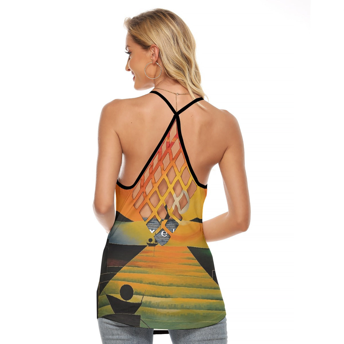 All-Over Print Women's Criss-Cross Open Back Tank Top