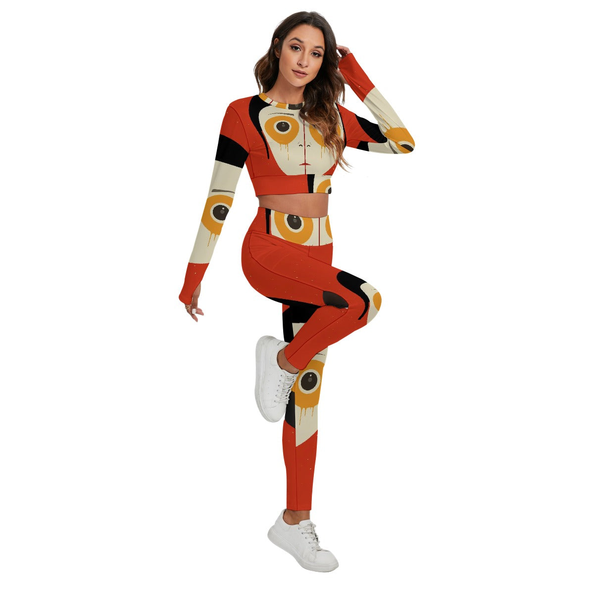 All-Over Print Women's Sport Set With Backless Top And Leggings