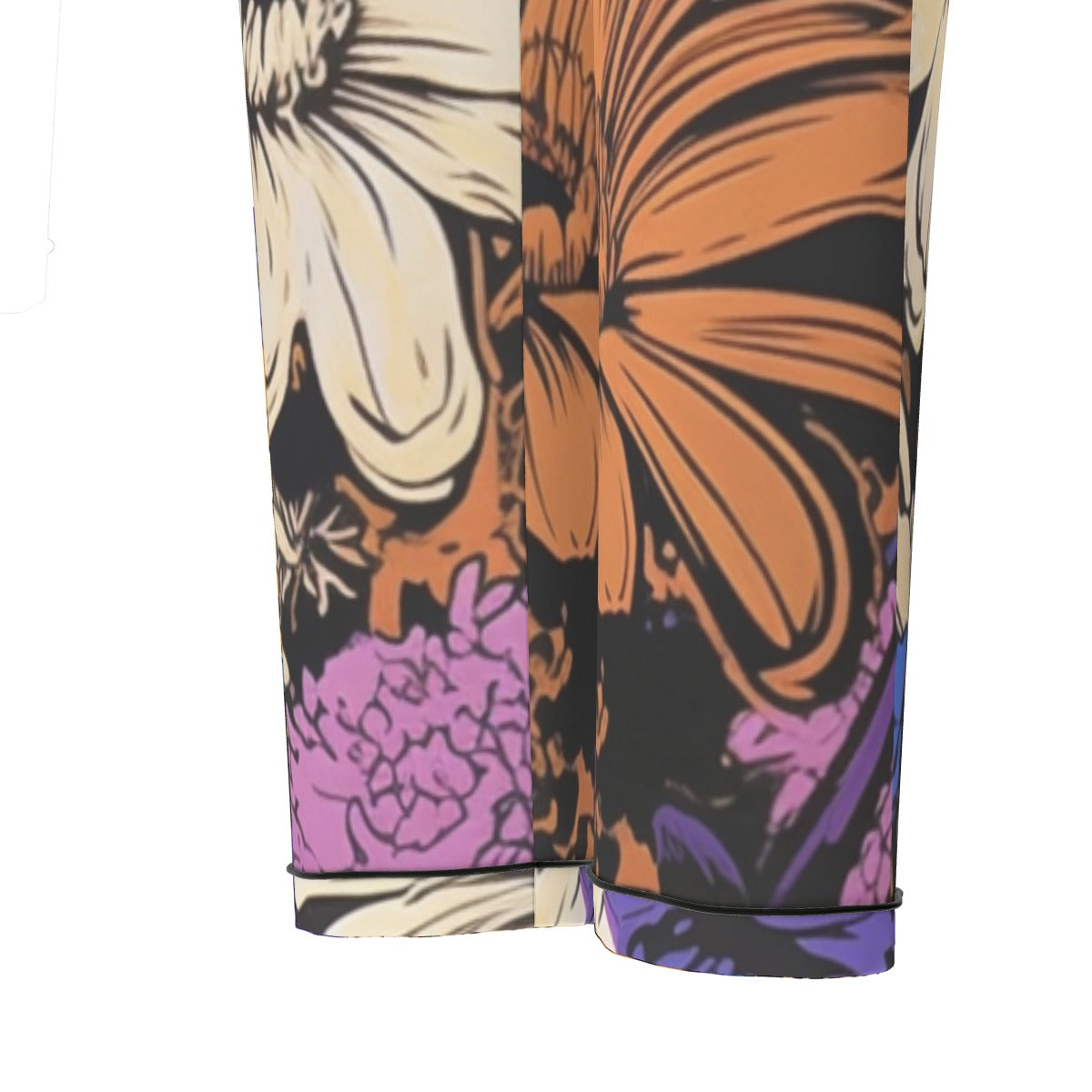 All-Over Print Women's Long Sleeve Pajama Set With Black Contrast Piping