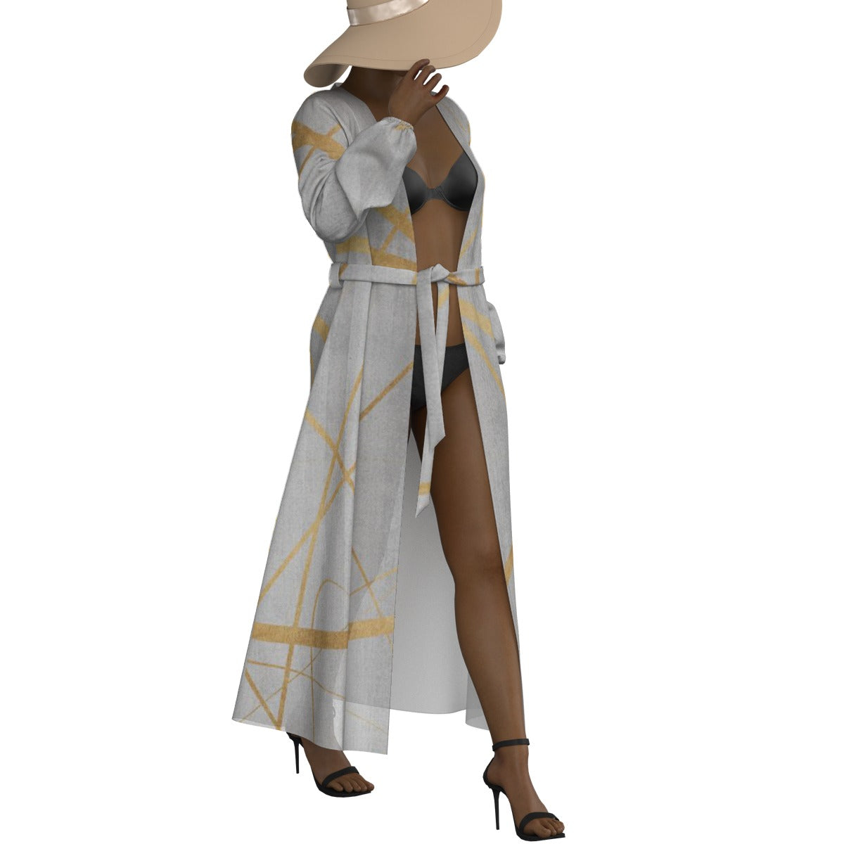 All-Over Print Women's Lace-up Chiffon Robe