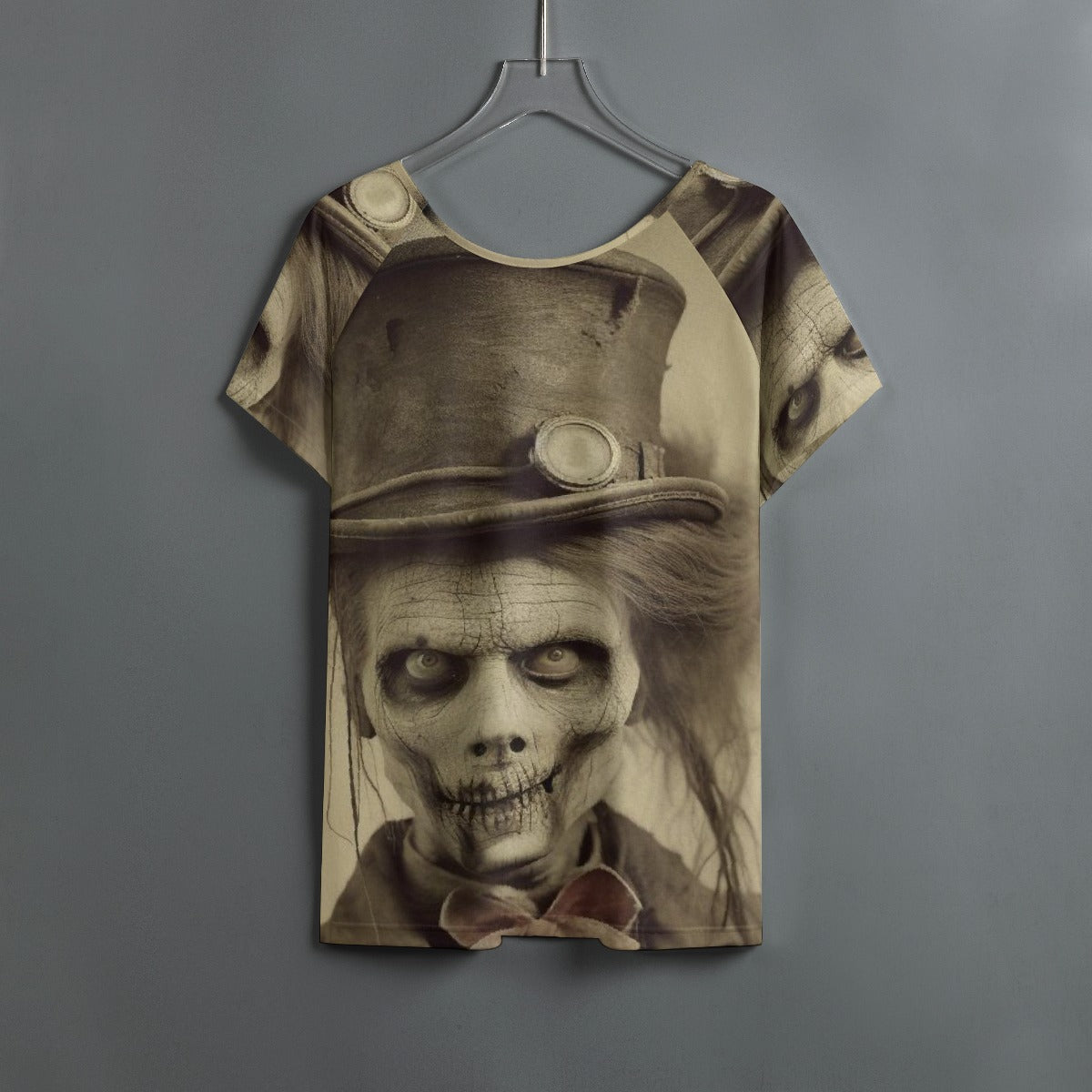 All-Over Print Women's Round Neck T-shirt With Raglan Sleeve