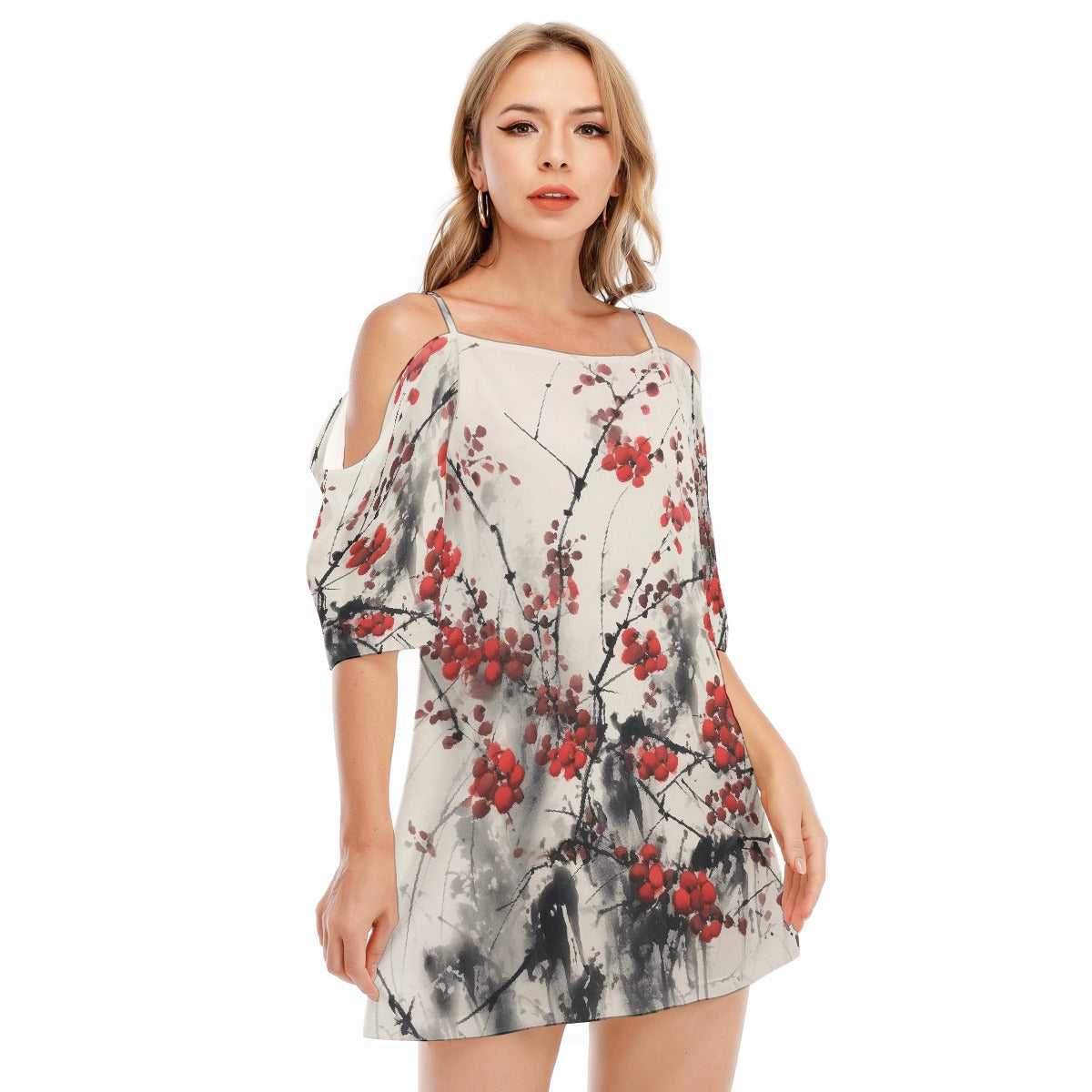 All-Over Print Women's Off-shoulder Cami Dress