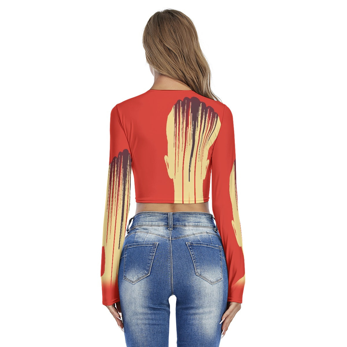 All-Over Print Women's Round Neck Crop Top T-Shirt