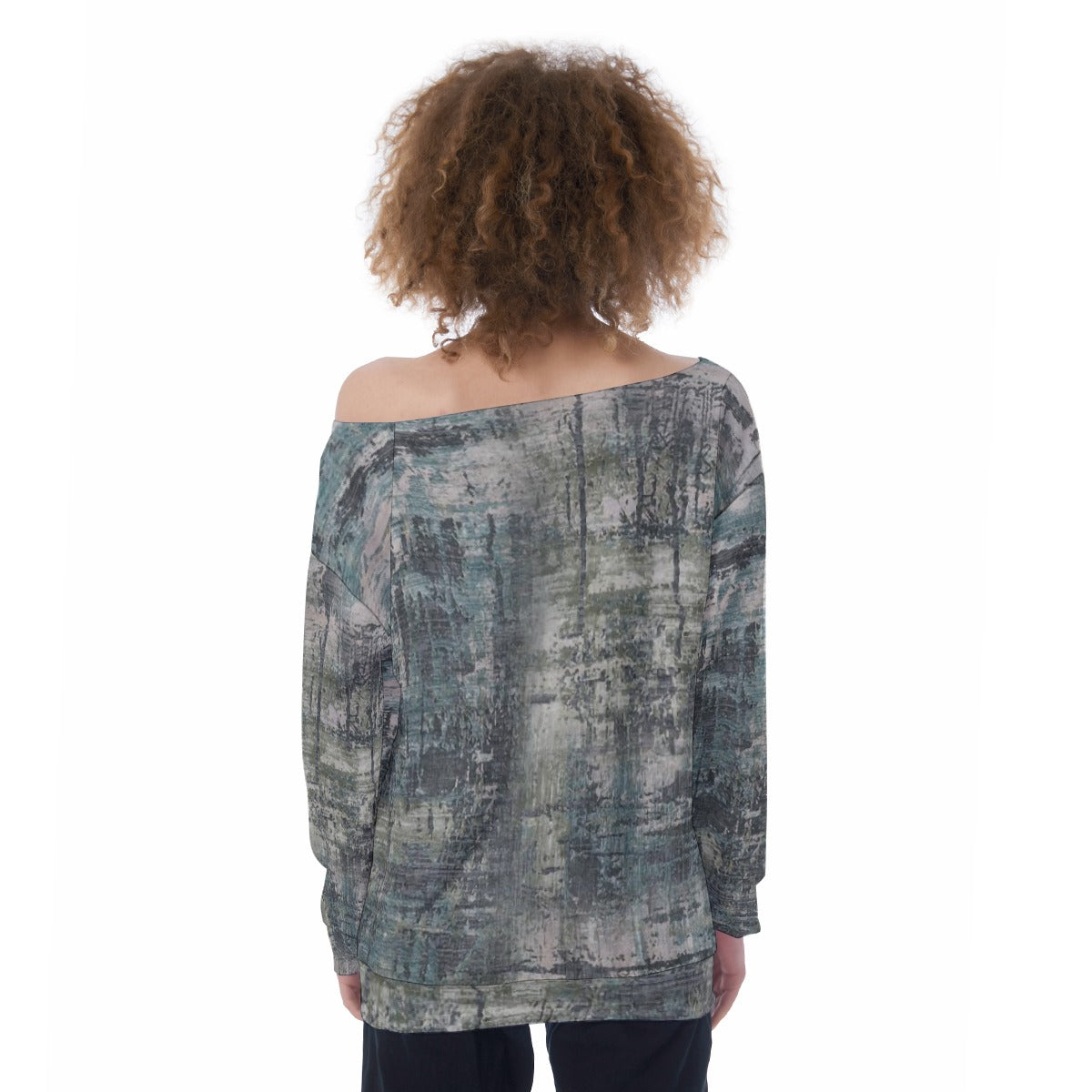 All-Over Print Oversized Women's Off-Shoulder Sweatshirt