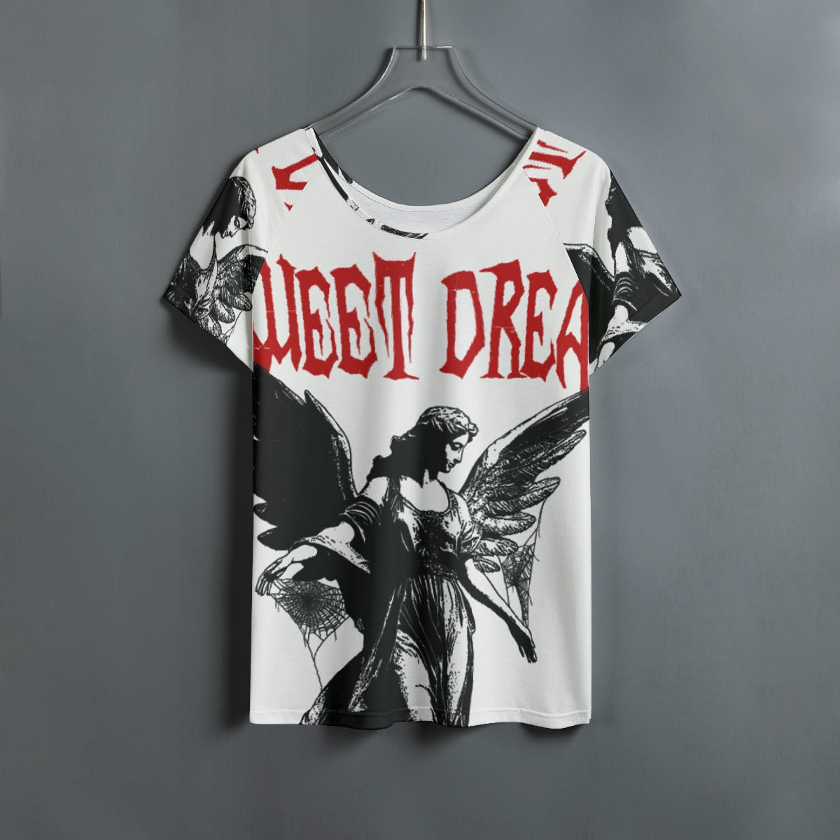 All-Over Print Women's Round Neck T-shirt With Raglan Sleeve