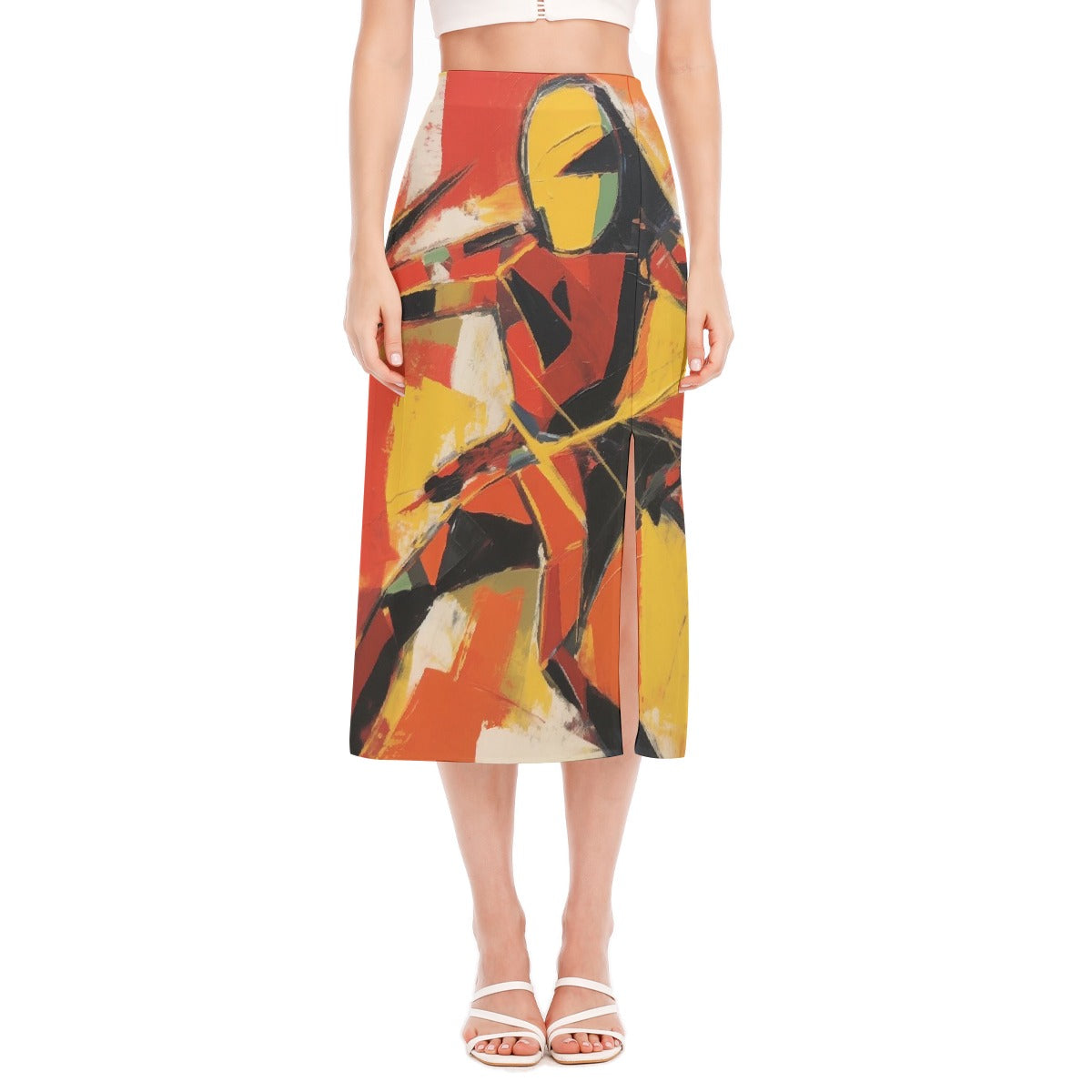 All-Over Print Women's High Slit Long Skirt