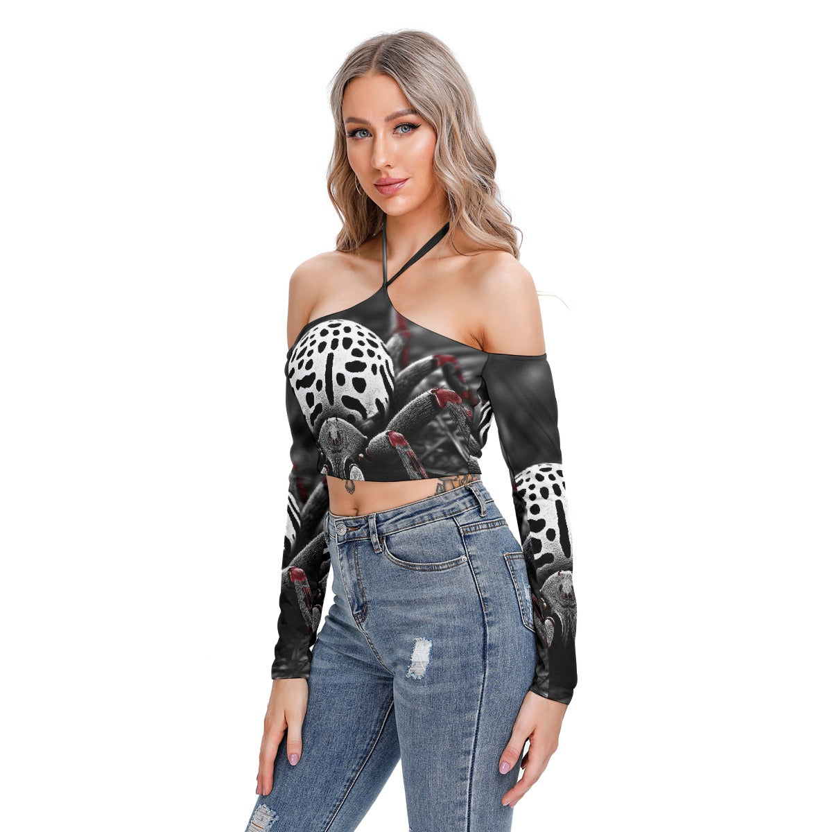 All-Over Print Women's Halter Lace-up Top