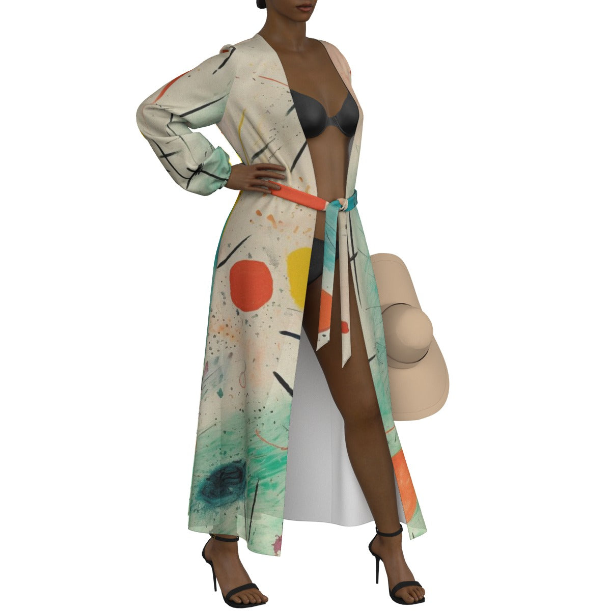 All-Over Print Women's Lace-up Chiffon Robe