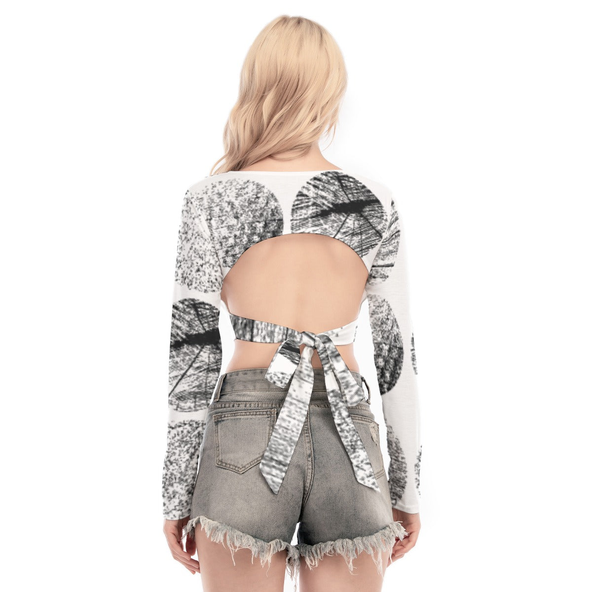 All-Over Print Women's Back Hollow T-shirt With Strap