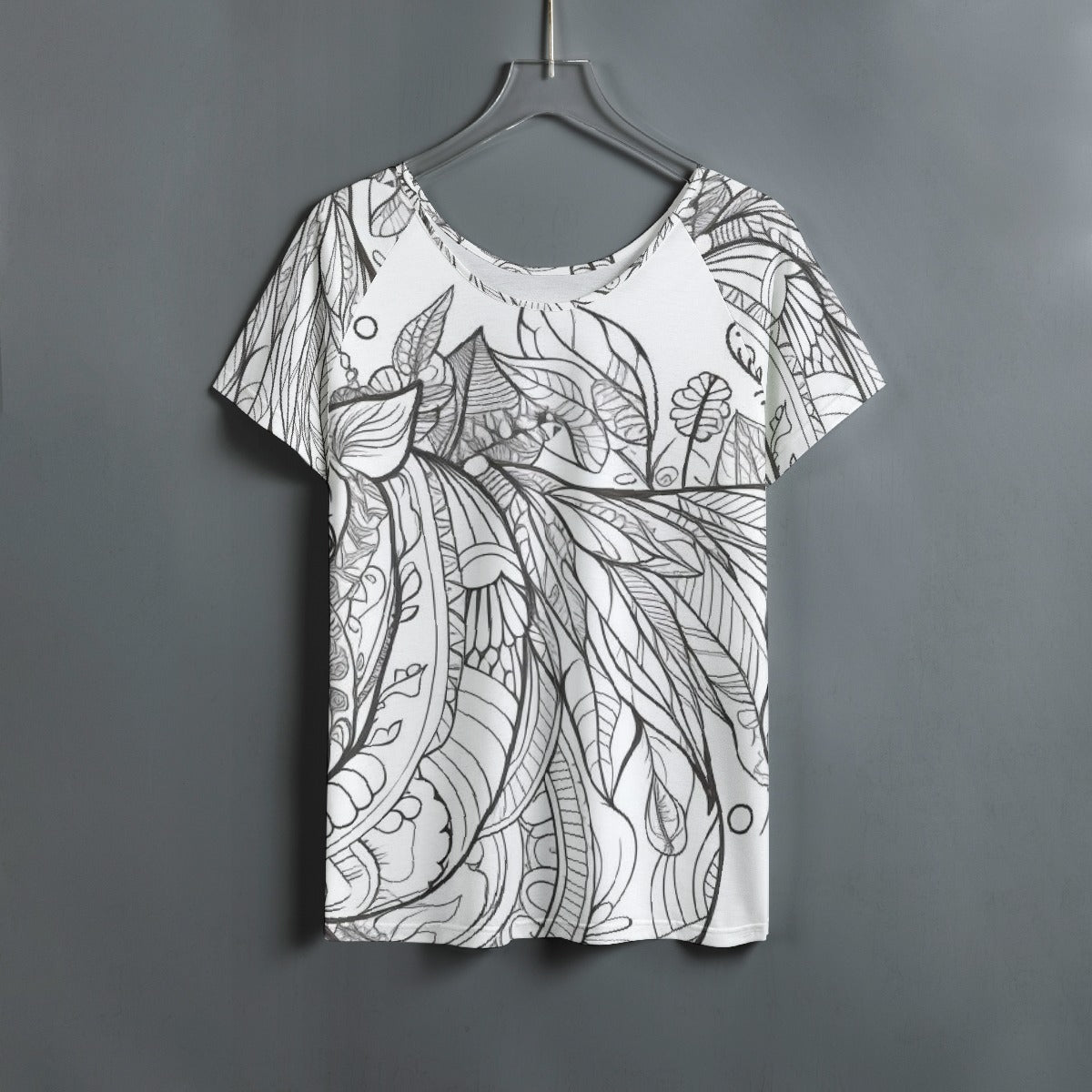 All-Over Print Women's Round Neck T-shirt With Raglan Sleeve