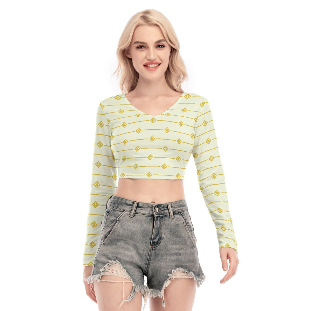 All-Over Print Women's Back Hollow T-shirt With Strap