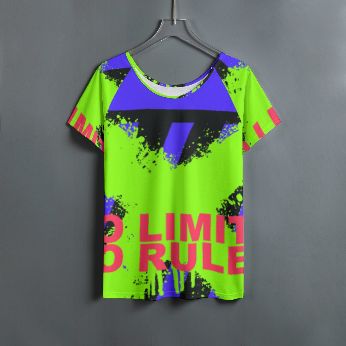 All-Over Print Women's Round Neck T-shirt With Raglan Sleeve