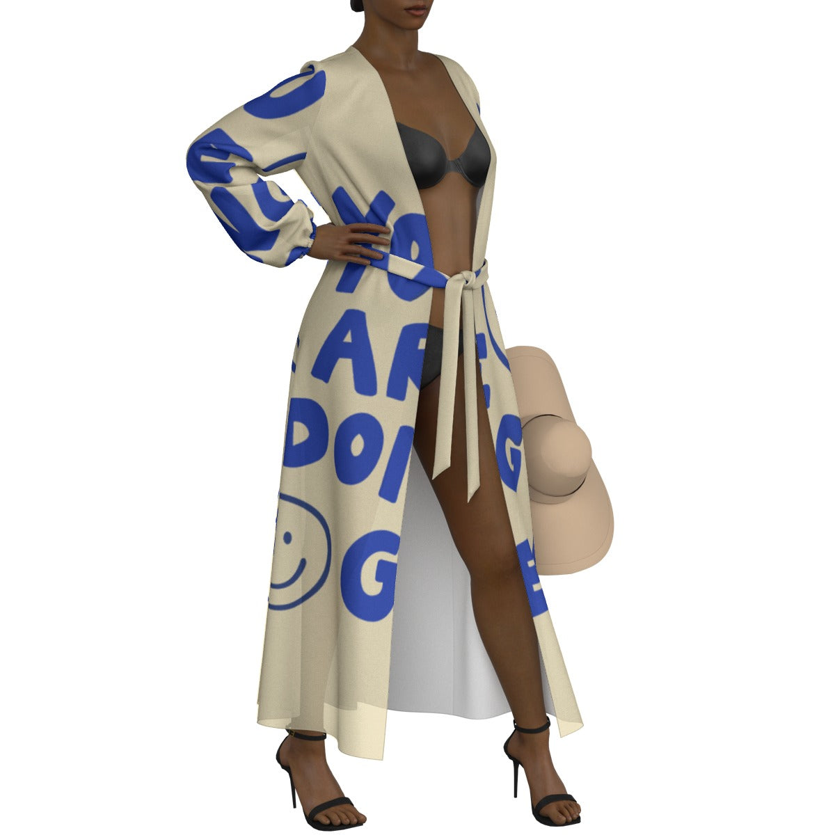 All-Over Print Women's Lace-up Chiffon Robe