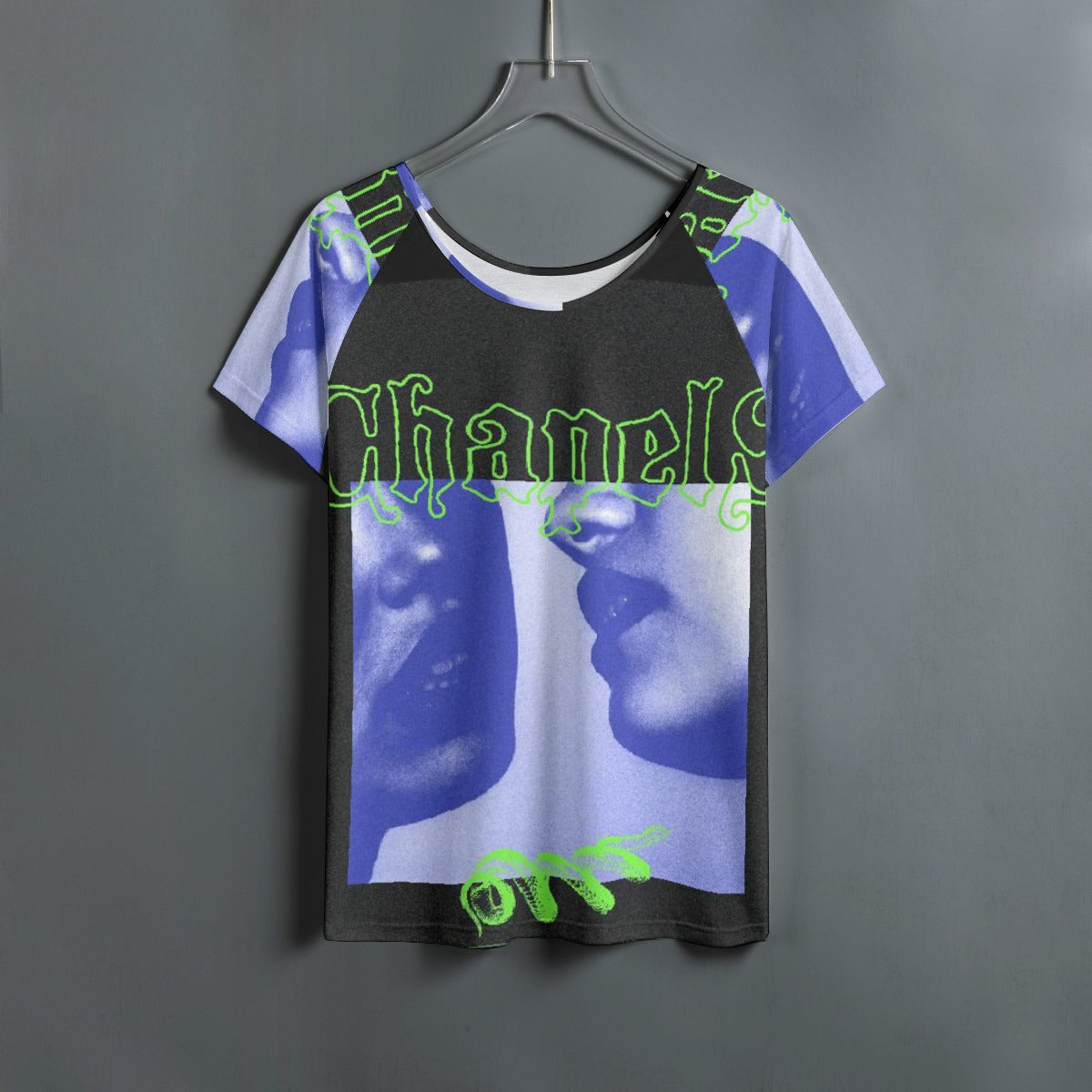 All-Over Print Women's Round Neck T-shirt With Raglan Sleeve