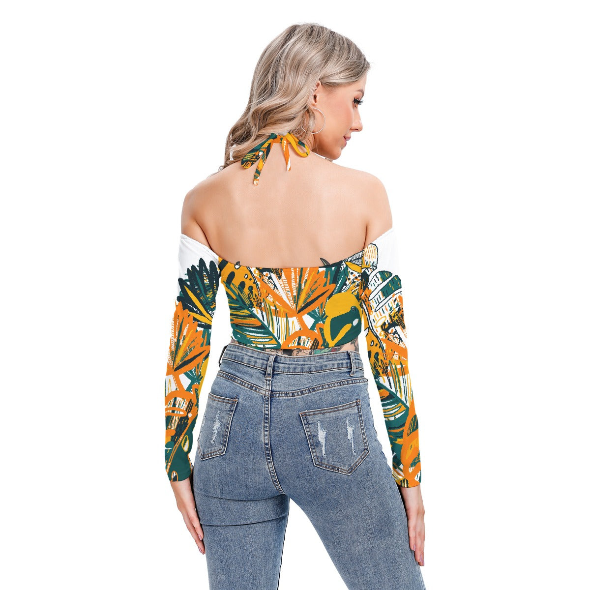 All-Over Print Women's Halter Lace-up Top