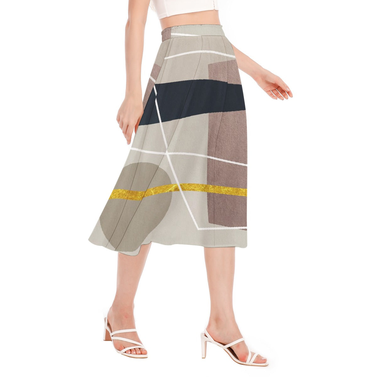 All-Over Print Women's Long Section Chiffon Skirt