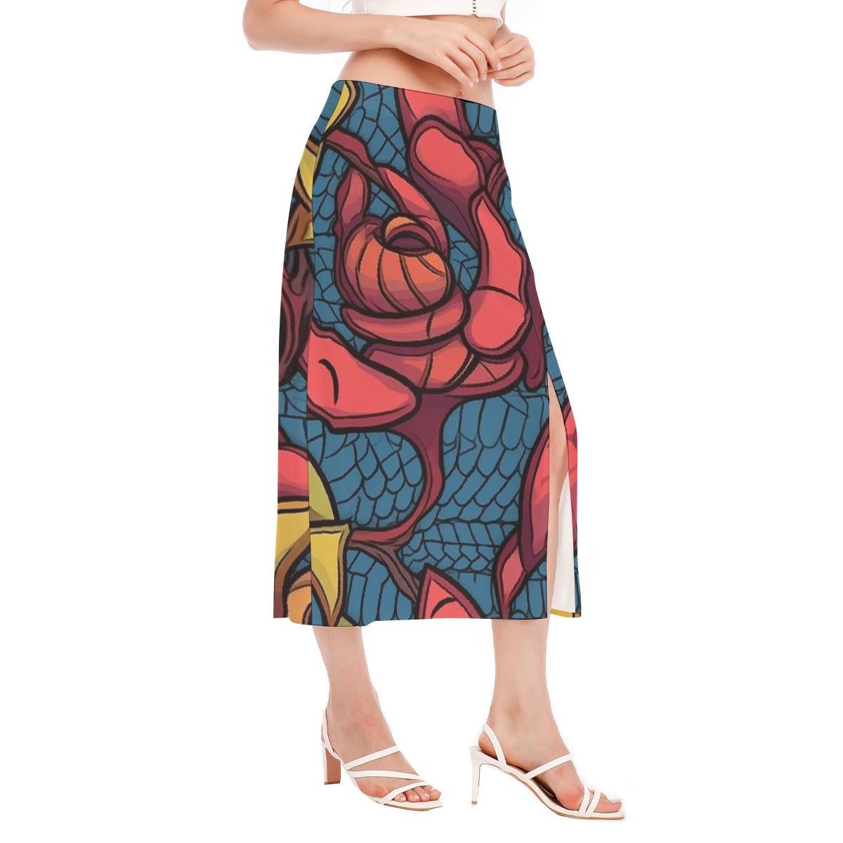 All-Over Print Women's High Slit Long Skirt