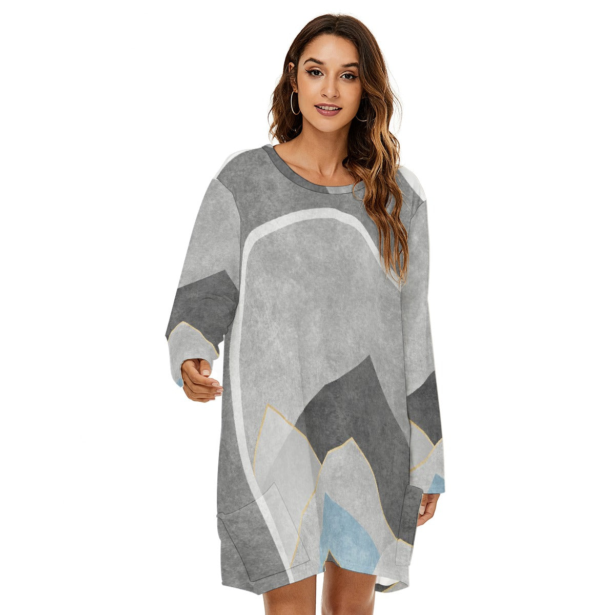All-Over Print  Women's Loose Crew Neck Dress