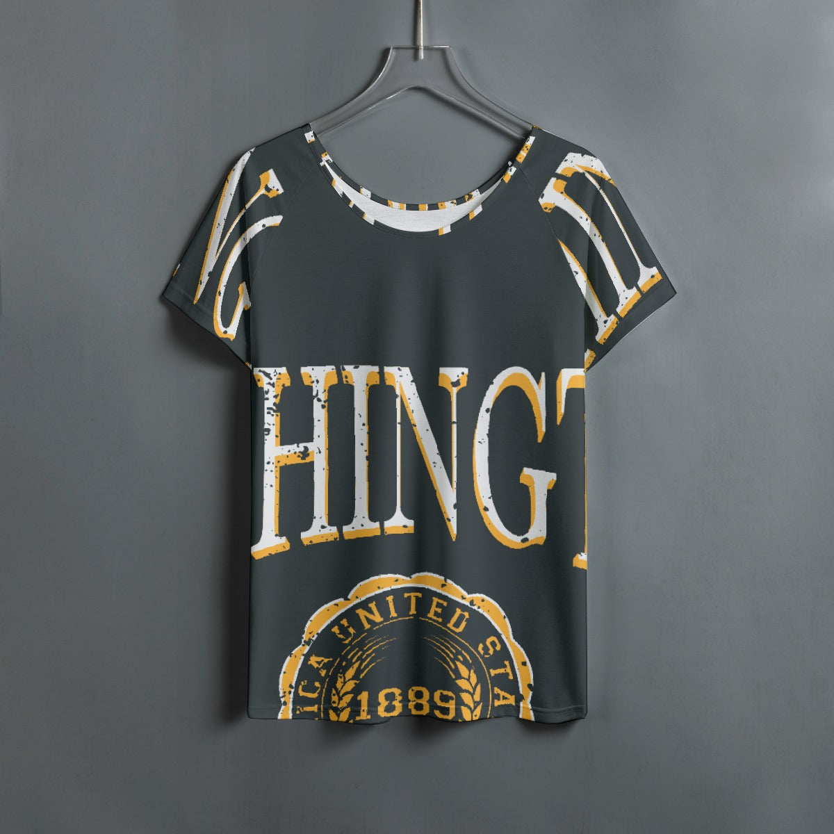 All-Over Print Women's Round Neck T-shirt With Raglan Sleeve